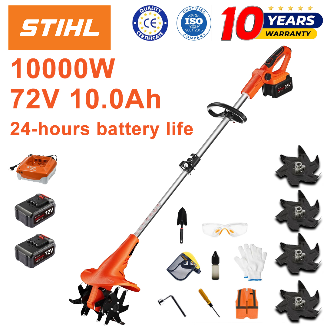 (Duração da bateria 24 horas) Arado de 10000 W + bateria de lítio de 72 V 10,0 Ah * 2 + carregador rápido * 1 + pá * 1 + lâmina de arado * 4 + vários acessórios